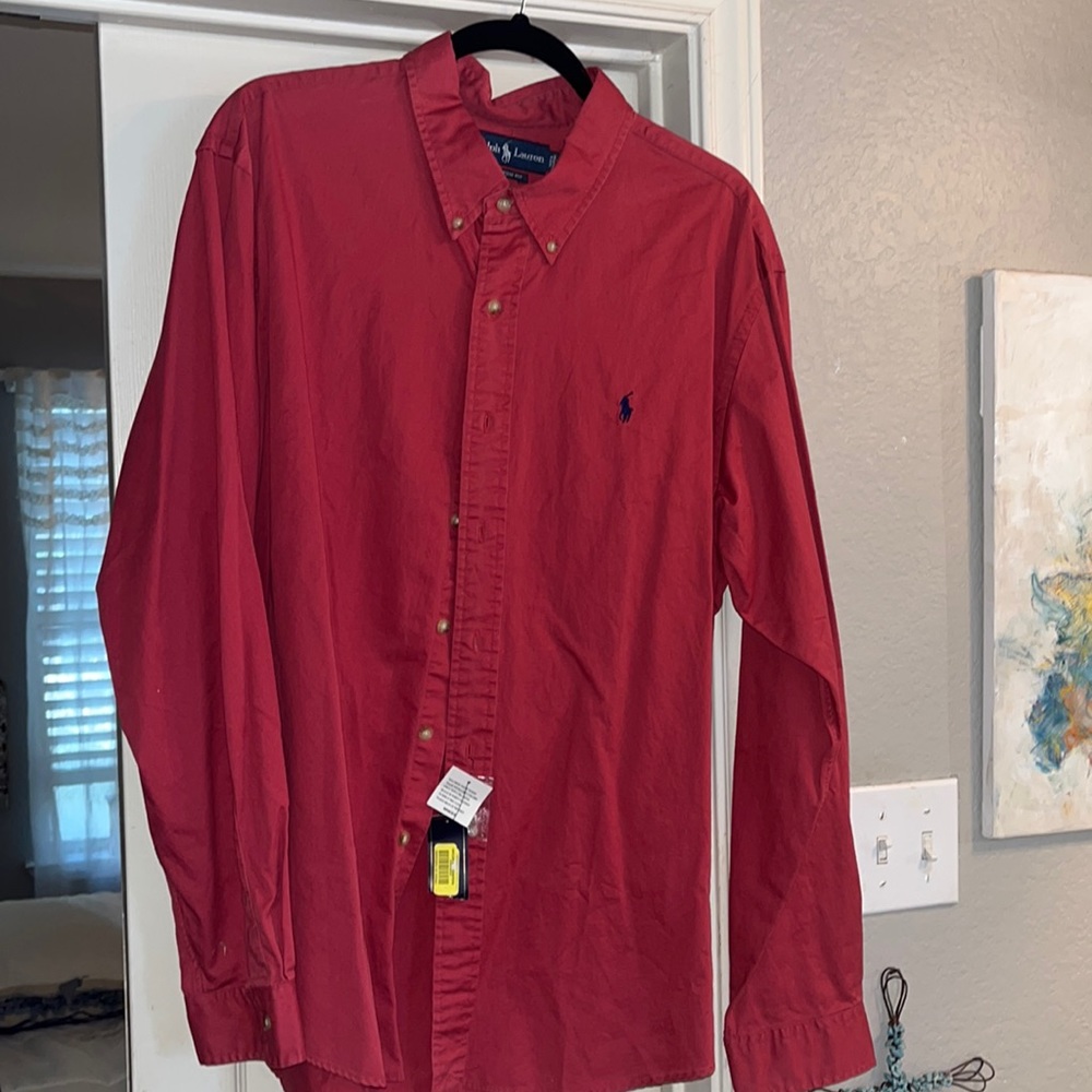 Men’s button-down polo red new with tags xxl